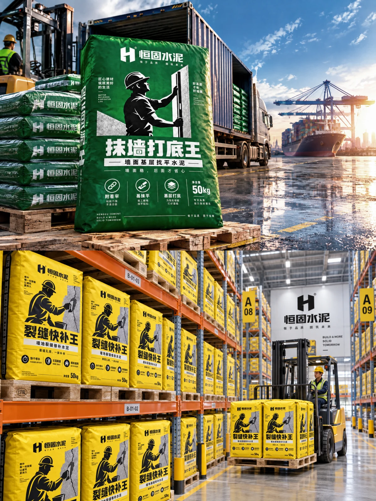 Henggu Cement · Packaging design illustration
