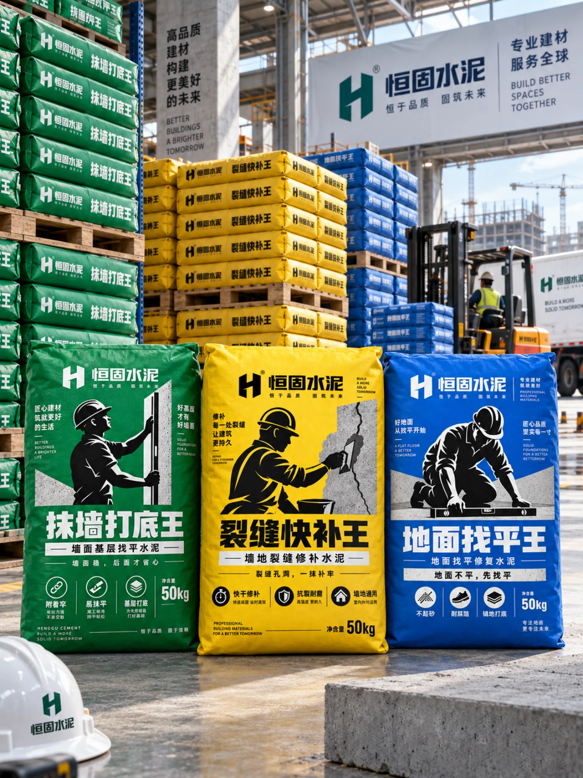 Henggu Cement · Packaging design illustration