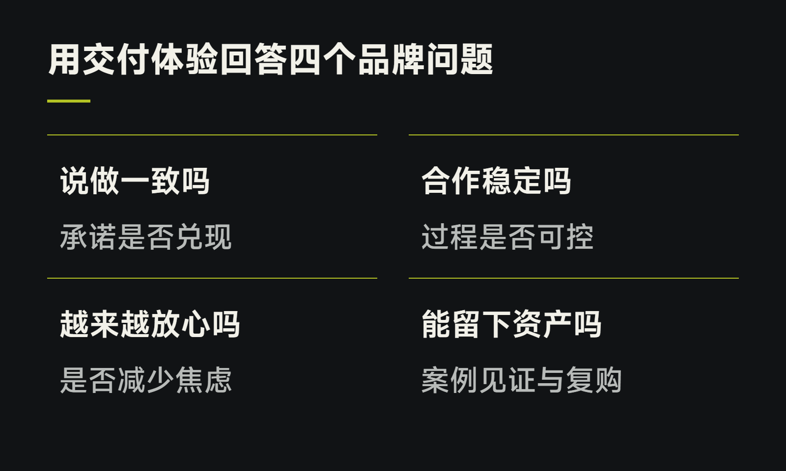 用交付体验回答四个品牌问题